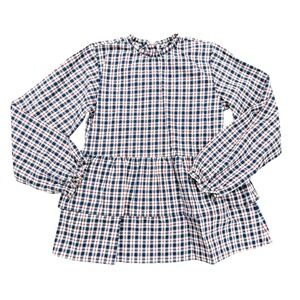 James and Lottie Red Blue Check Tiered Blouse